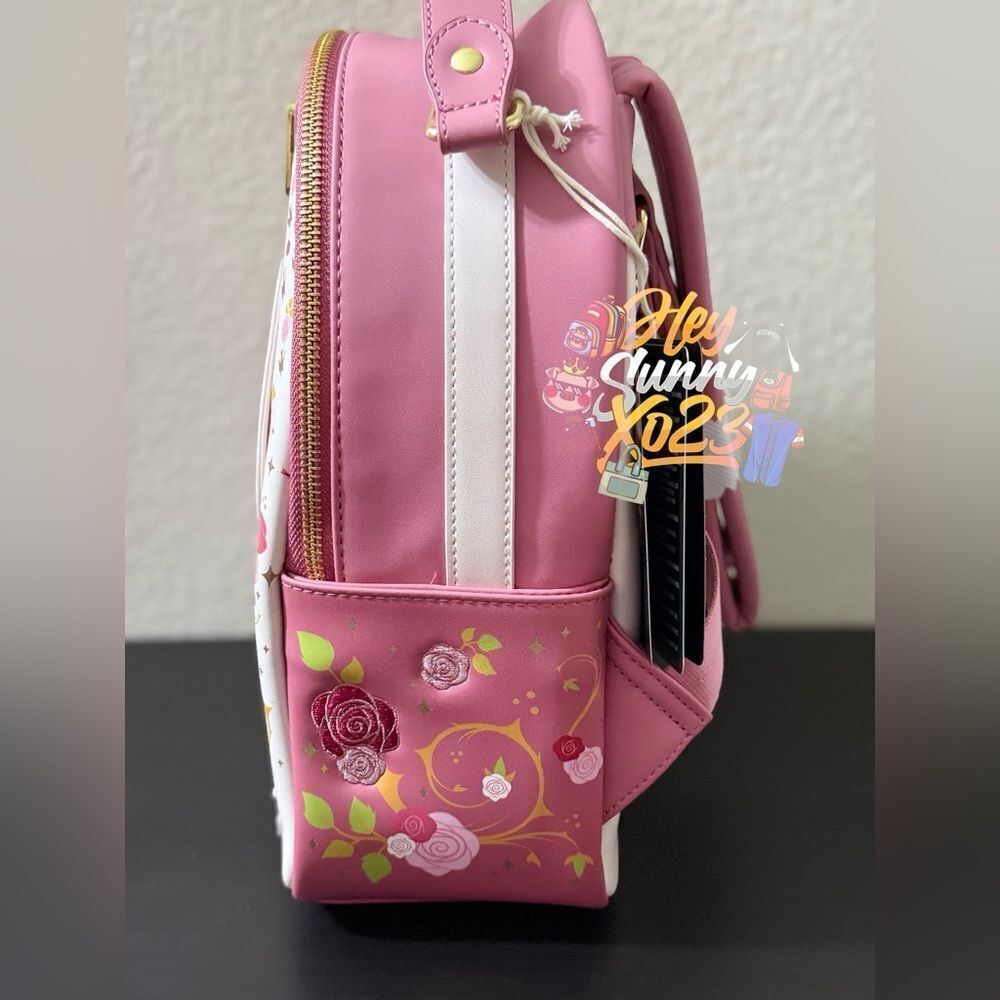 Loungefly Disney Sleeping Beauty Aurora Hinge Portrait Floral Mini Backpack - Picture 5 of 9